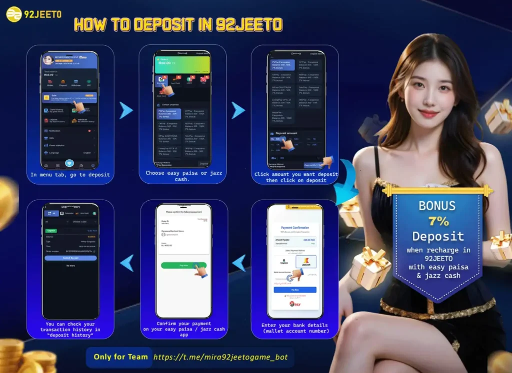 Deposit Money on 92 Jeeto